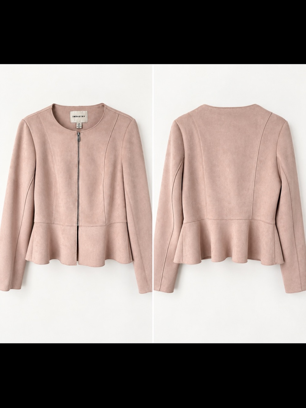 INDUSTRY Zip Front Flared Jacket in Blush Size Medium